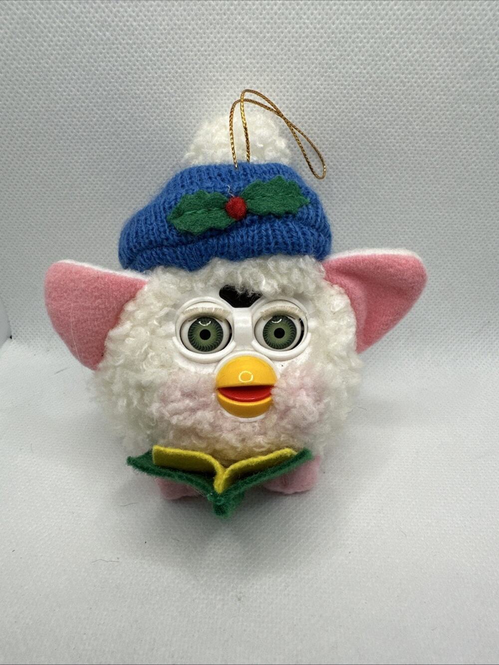 Furby Christmas Holiday Decoration White/Pink/Blue Hat by Tiger Vintage 1999